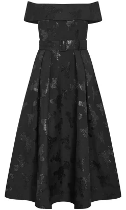 High Status Off Shoulder Maxi Dress - black