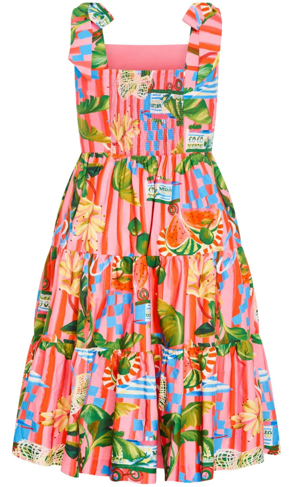 Holiday Print Midi Dress - pink