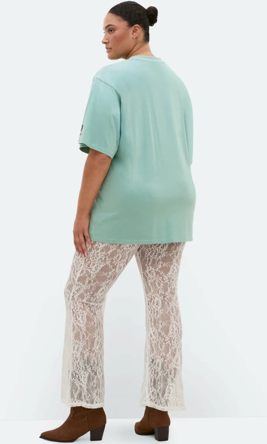 Indigo Cactus Oversized Cotton Tee - sage