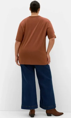 Indigo Cactus Oversized Cotton Tee - tobacco