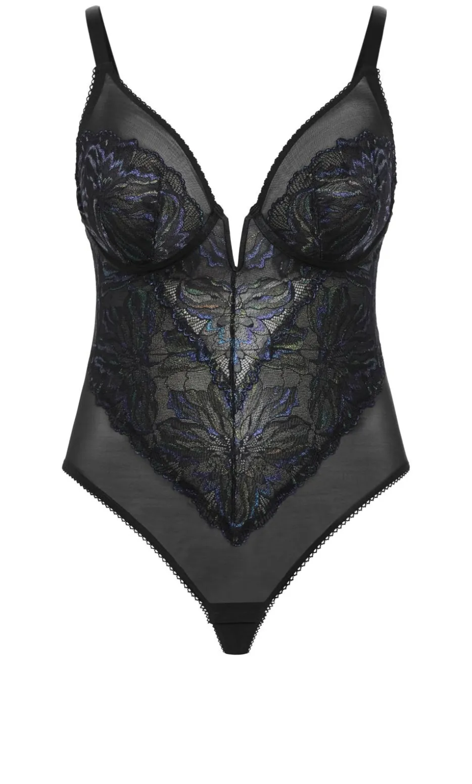 Ingrid Underwire Lace Bodysuit - black