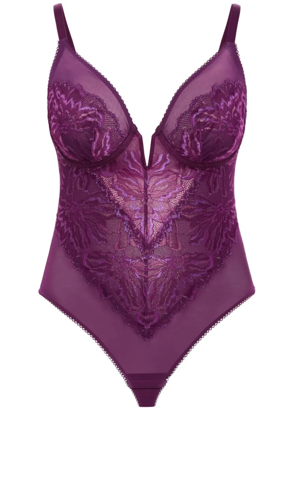 Ingrid Underwire Lace Bodysuit - purple iris
