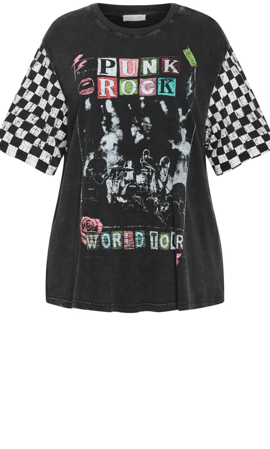 Ink & Essence Oversized Cotton Tee - black acid wash