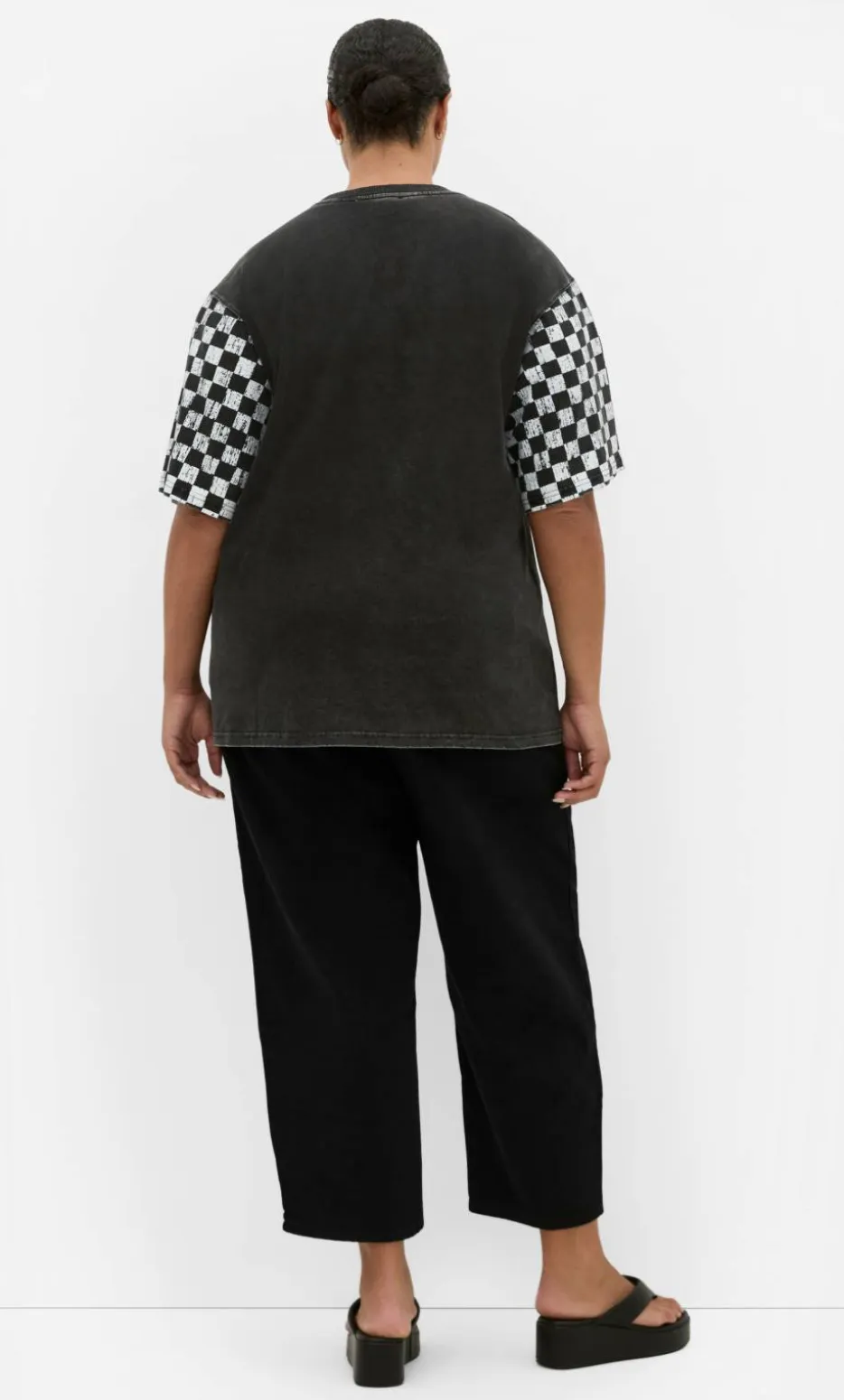 Ink & Essence Oversized Cotton Tee - black acid wash