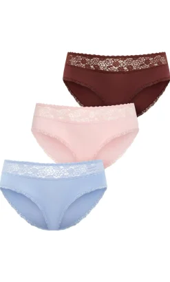 Iris 3 Pack Cotton Cheeky Panty - pink ganache blue
