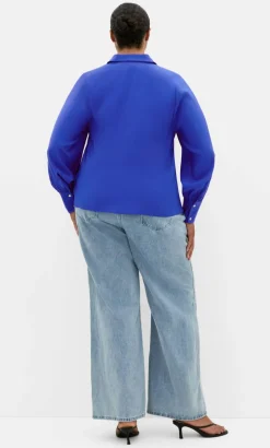Isabella Long Sleeve Tie Front Shirt - ocean blue