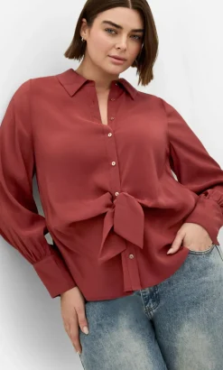Isabella Long Sleeve Tie Front Shirt - sienna