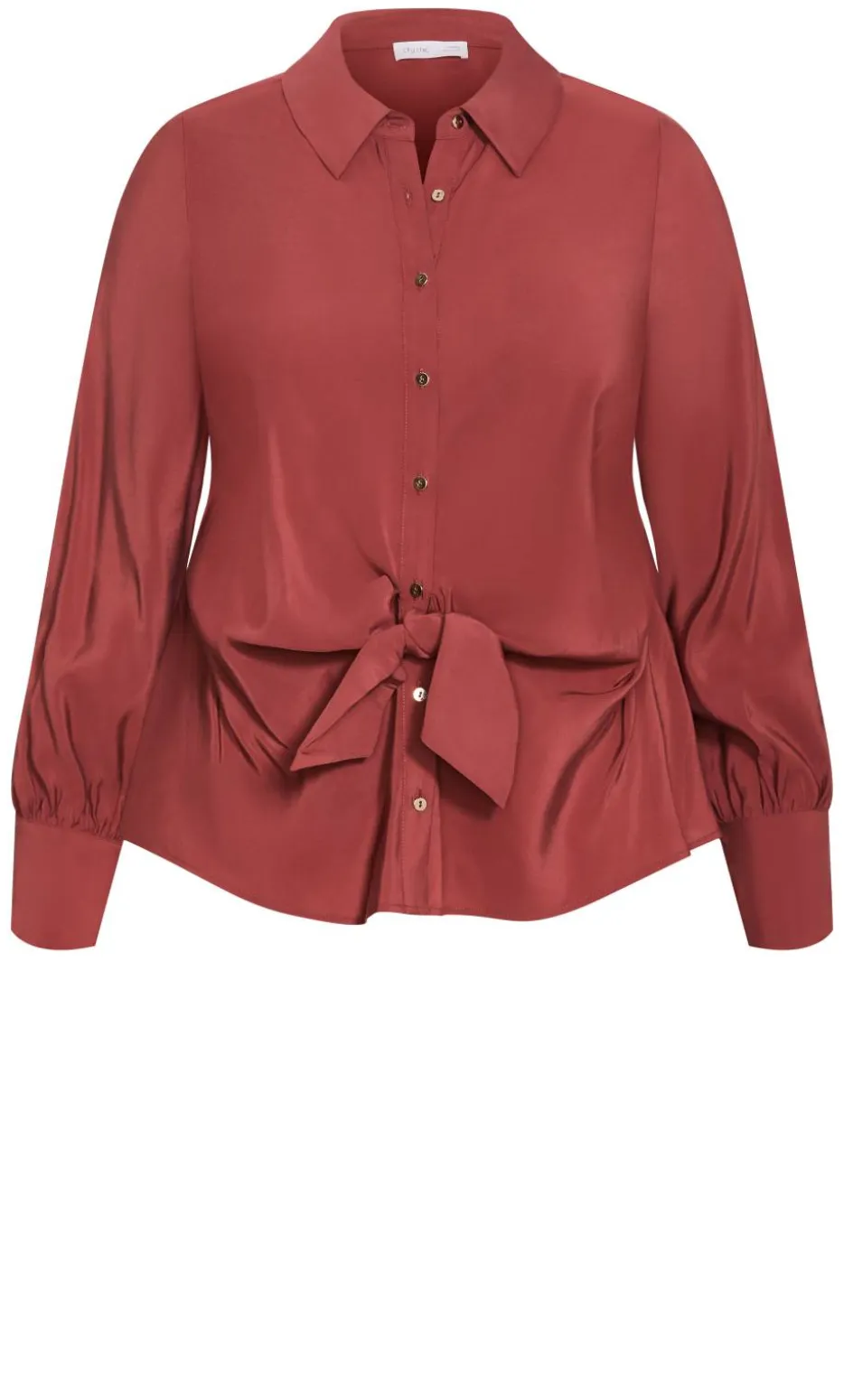 Isabella Long Sleeve Tie Front Shirt - sienna