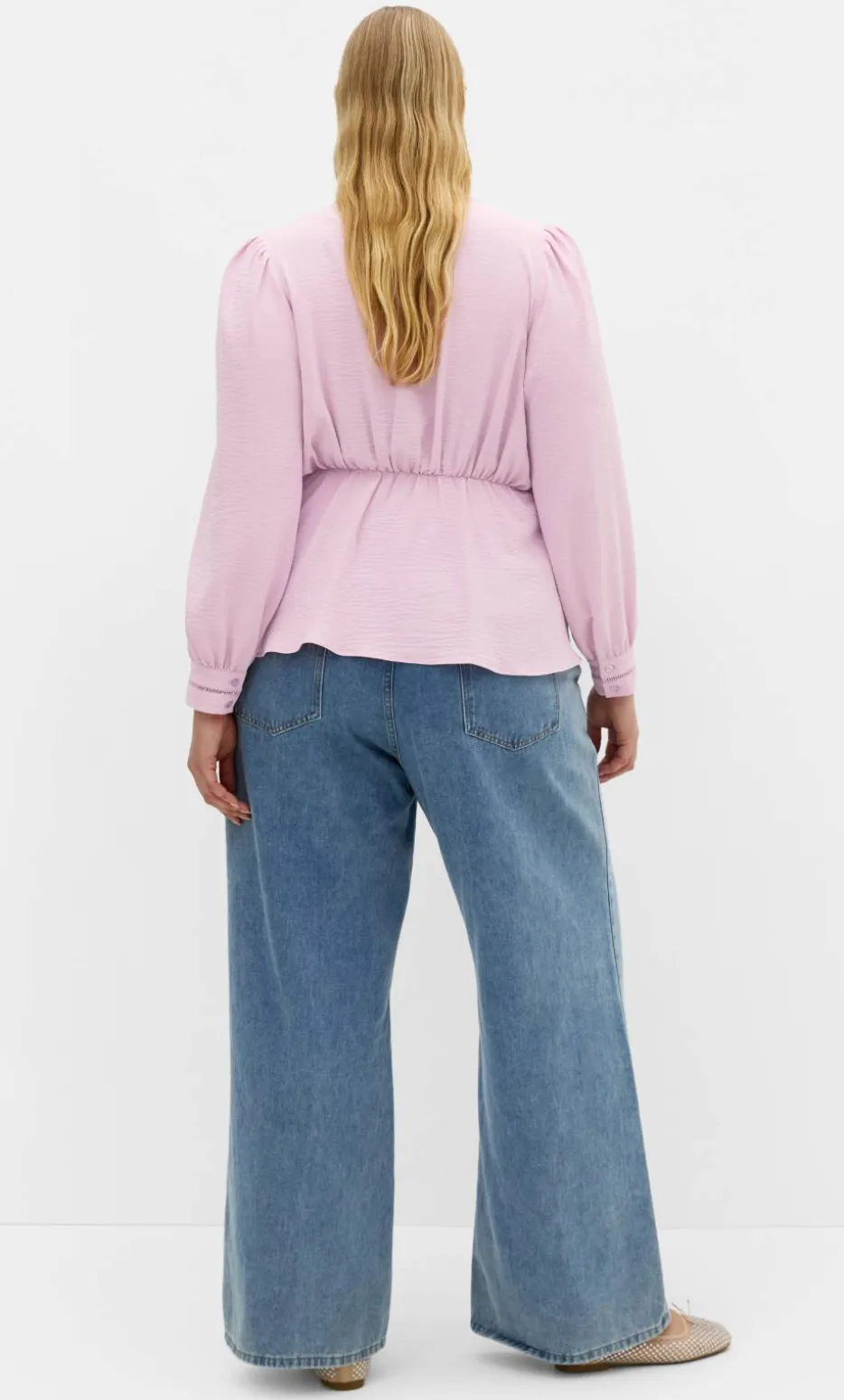 Island Long Sleeve V Neck Top - soft pink