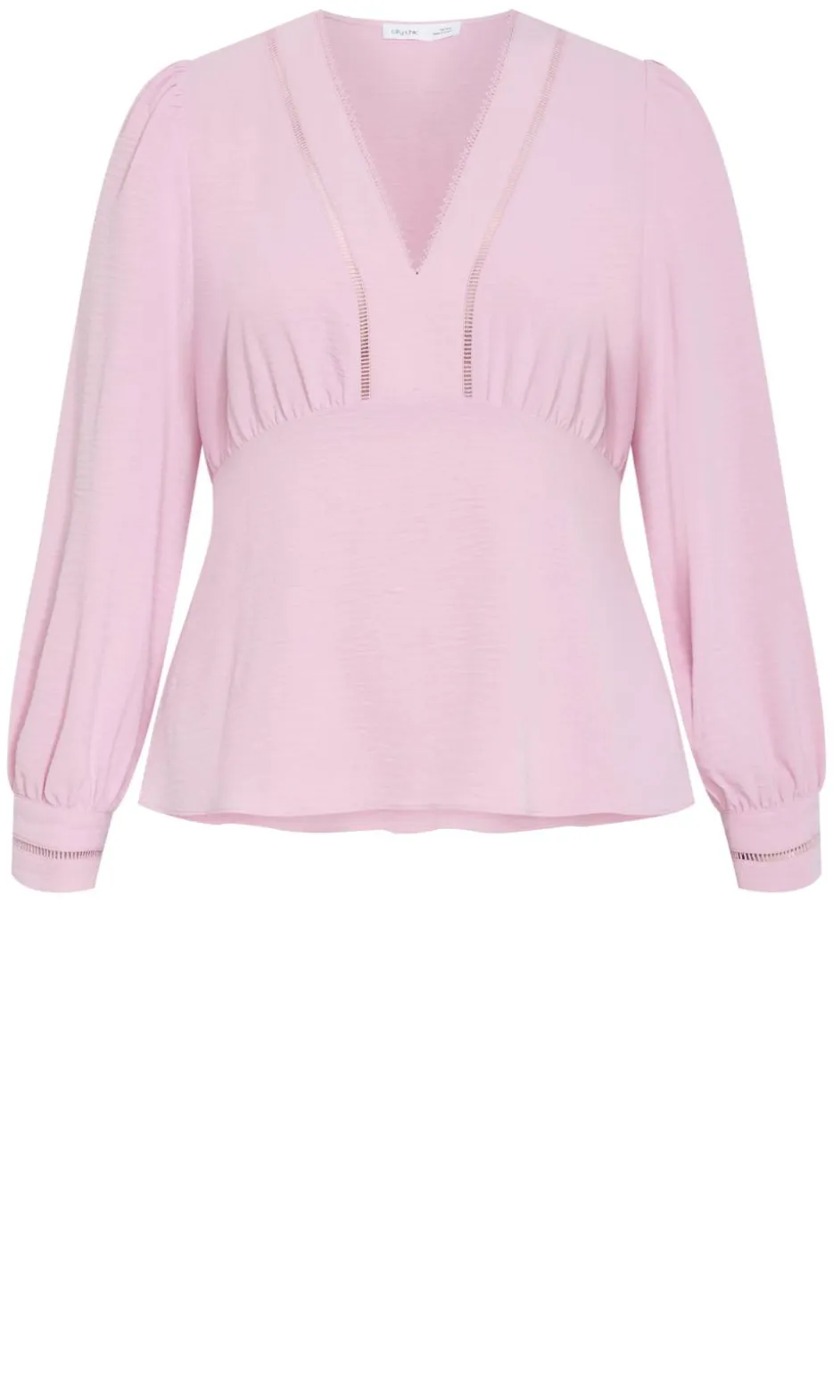 Island Long Sleeve V Neck Top - soft pink