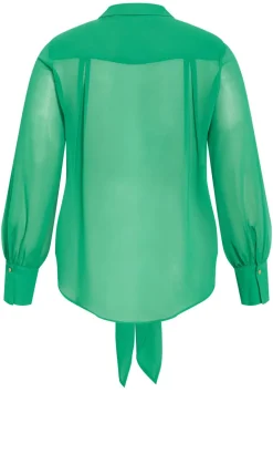 Jane Tie Hem Shirt - kelly green