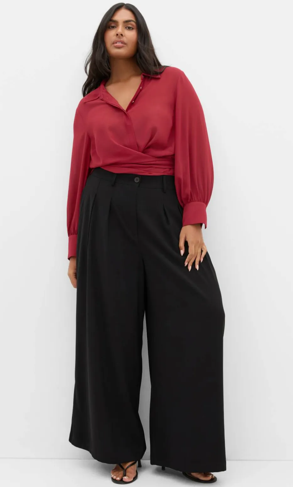 Jane Tie Hem Shirt - ruby