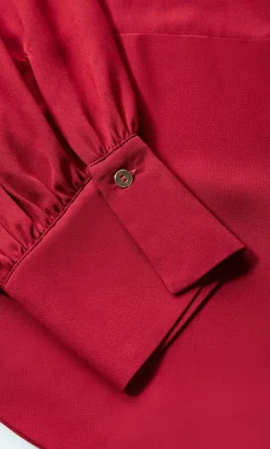 Jane Tie Hem Shirt - ruby