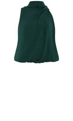Jaylee Sleeveless Neck Tie Top - forest
