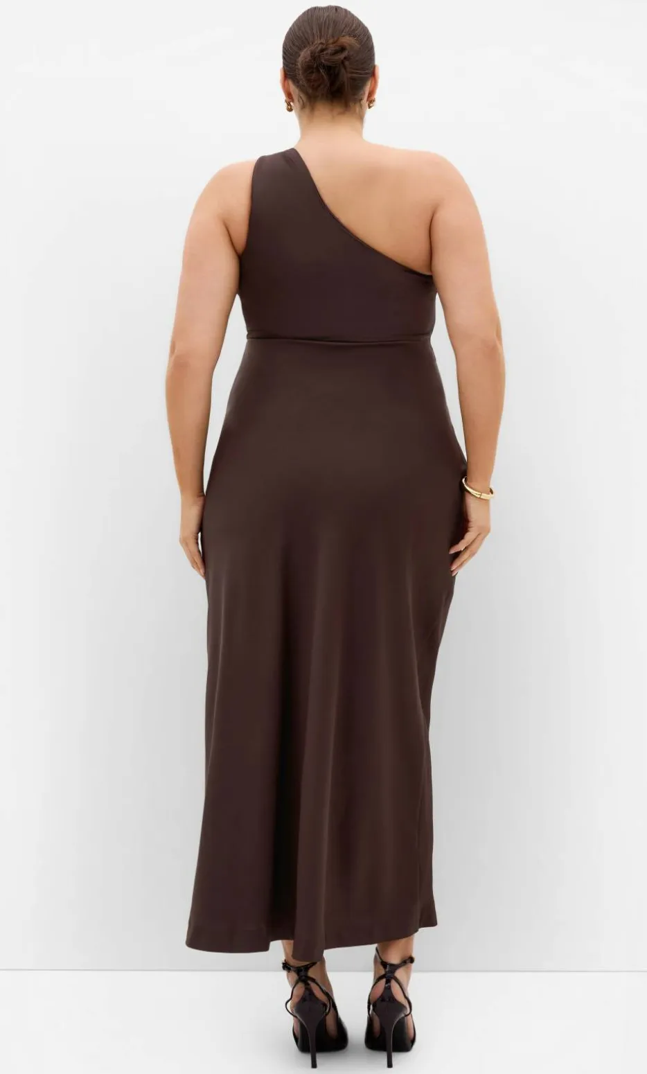 Jayne One Shoulder Maxi Dress - chocolate