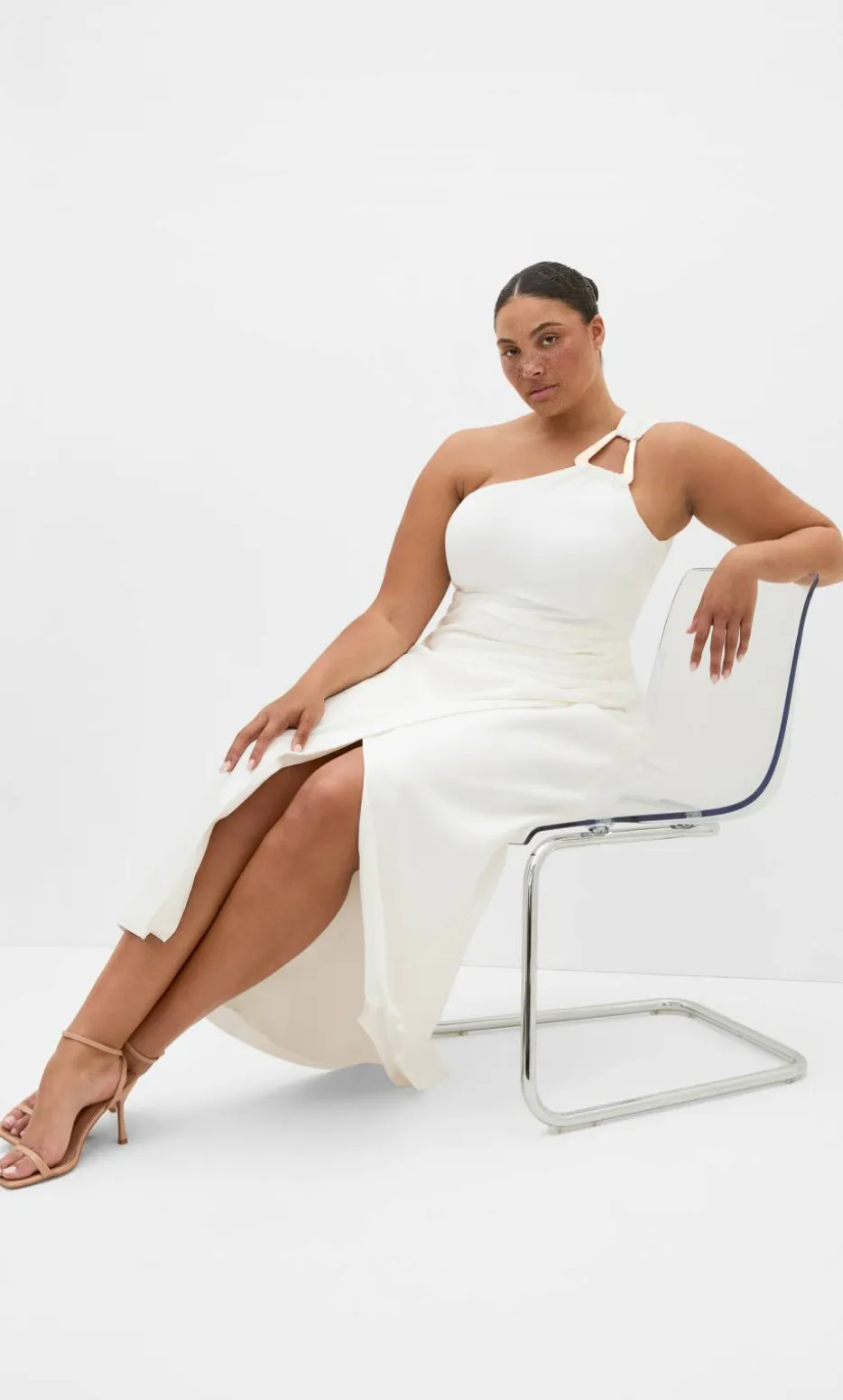 Jayne One Shoulder Maxi Dress - ivory