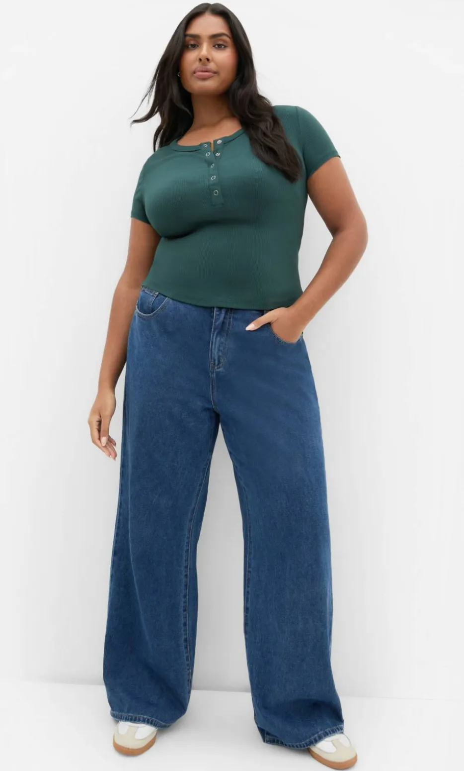 Kara Henley Rib Tee - forest