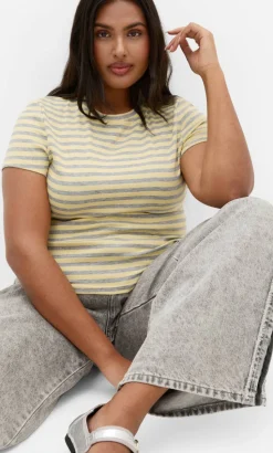 Karla Short Sleeve Stripe Tee - lemon
