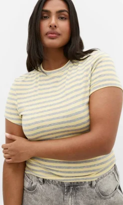 Karla Short Sleeve Stripe Tee - lemon