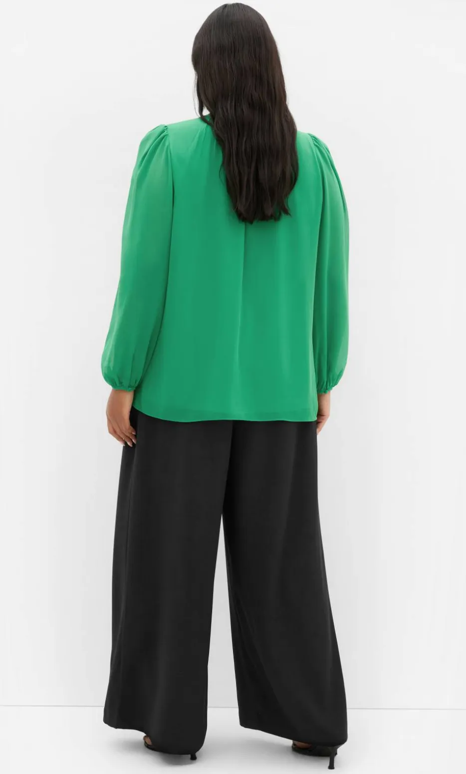 Kelly Sheer Sleeve Top - kelly green