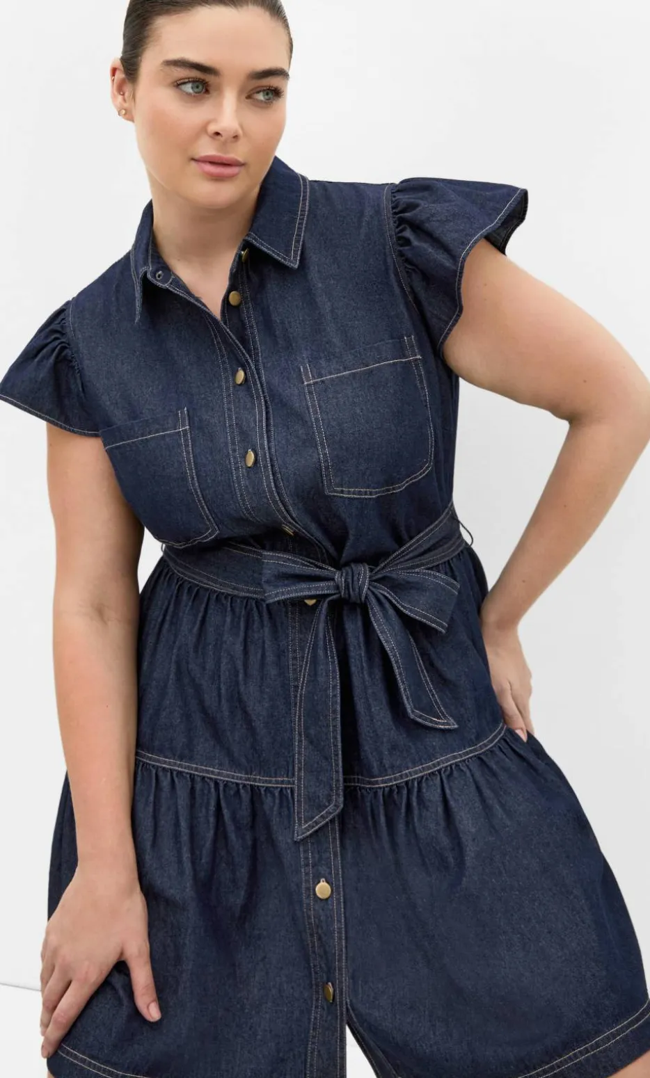 Kelsie Denim Mini Dress - dark wash