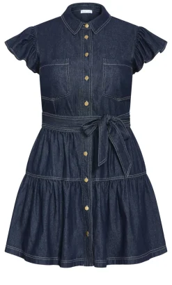 Kelsie Denim Mini Dress - dark wash