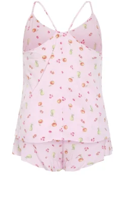 Kitty Berry Print Pyjama Set - baby pink