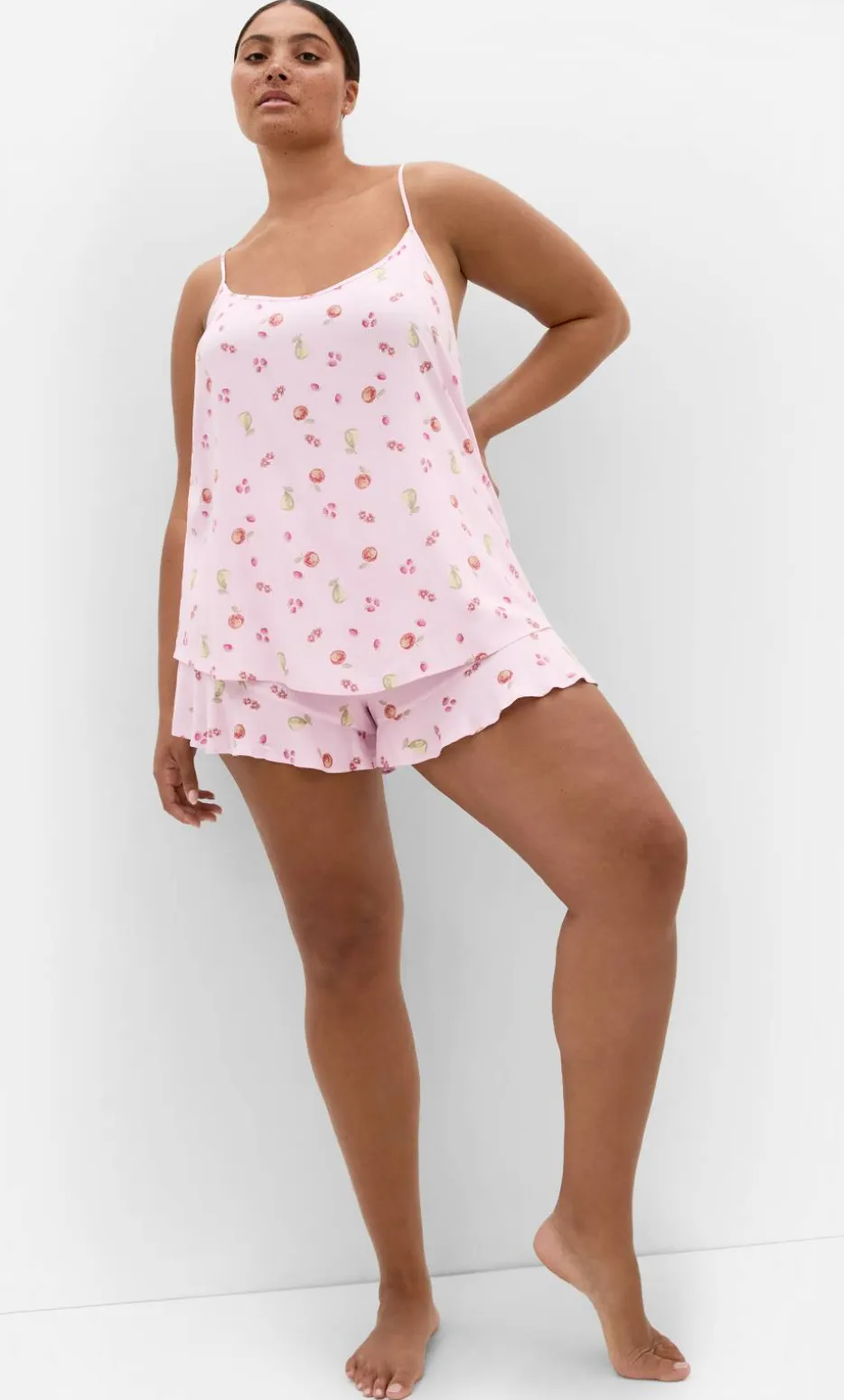 Kitty Berry Print Pyjama Set - baby pink