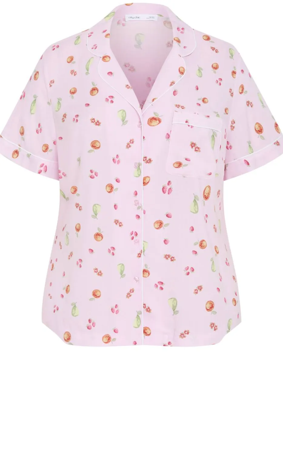 Kitty Berry Print Pyjama Shirt - baby pink