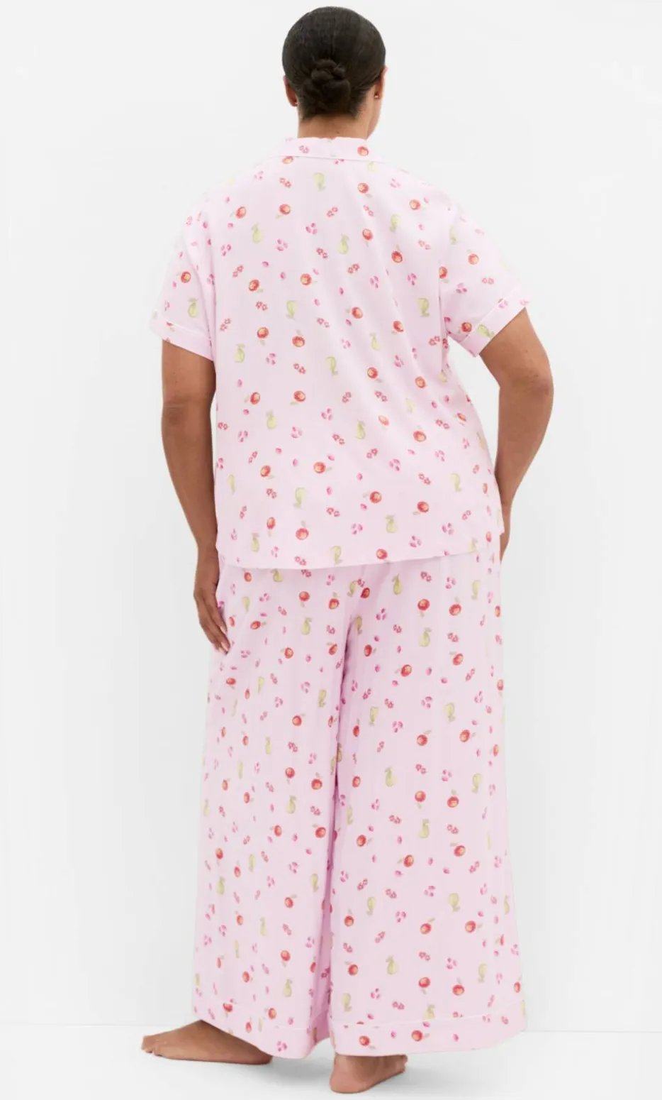 Kitty Berry Print Pyjama Shirt - baby pink