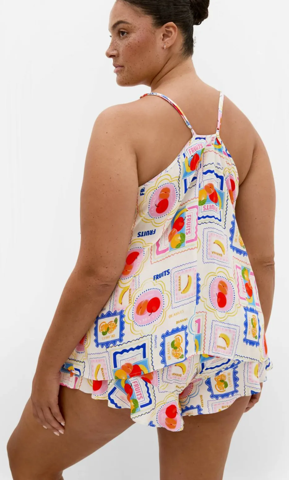 Kitty Citrus Print Pyjama Set - ivory