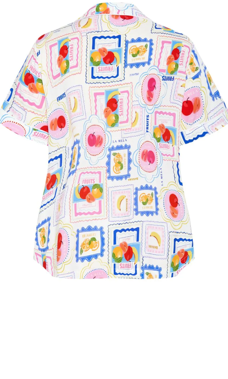 Kitty Citrus Print Pyjama Shirt - ivory