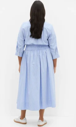 Lana Elbow Sleeve Shirt Dress - sky blue