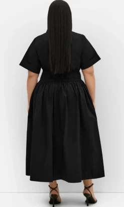 Lana Midi Shirt Dress - black