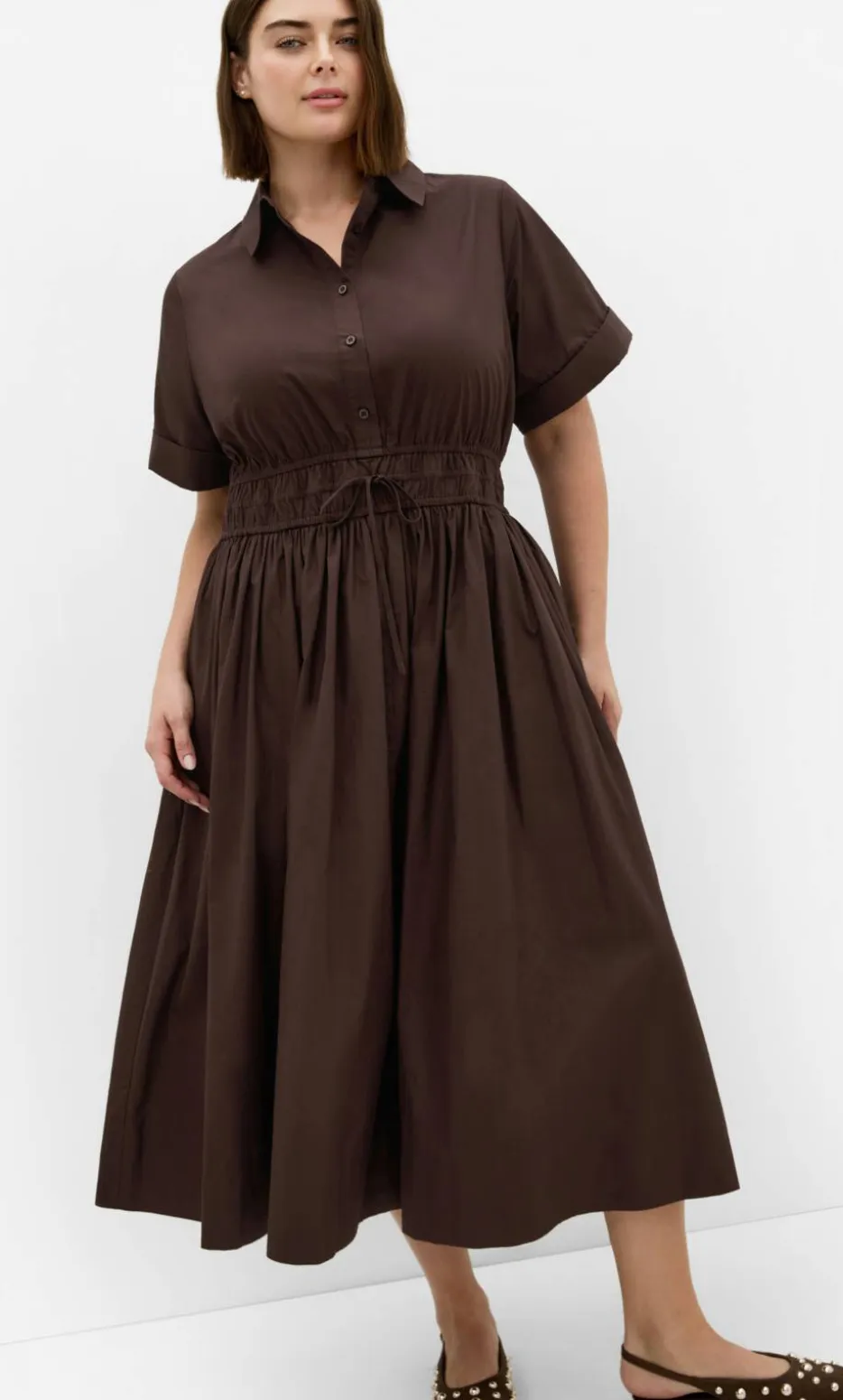 Lana Midi Shirt Dress - chocolate