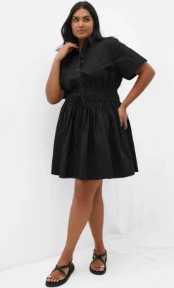 Lana Mini Shirt Dress - black