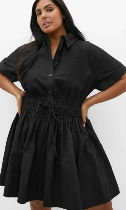 Lana Mini Shirt Dress - black