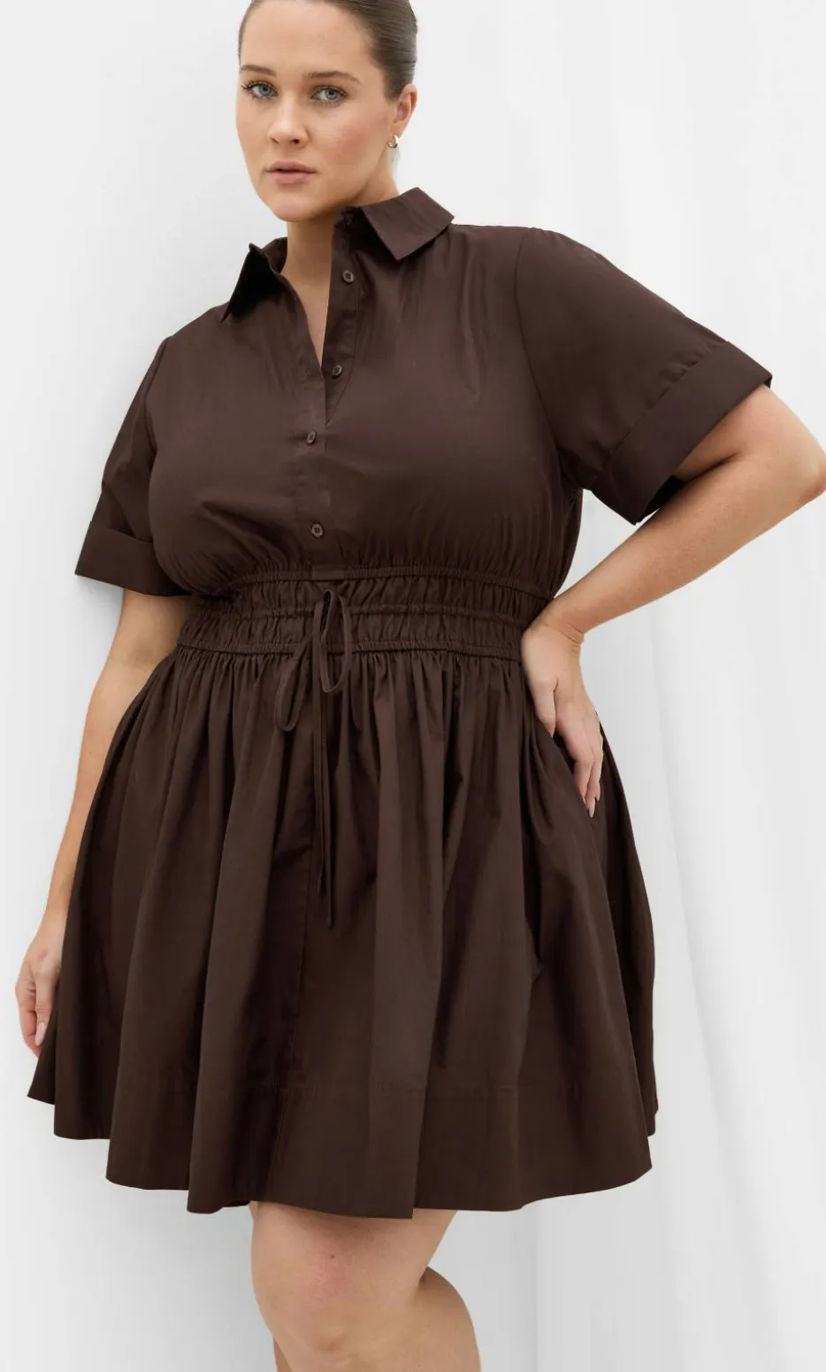 Lana Mini Shirt Dress - chocolate