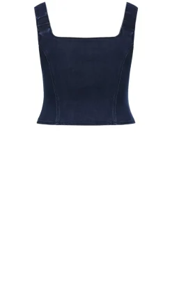 Lara Denim Corset Top - dark wash