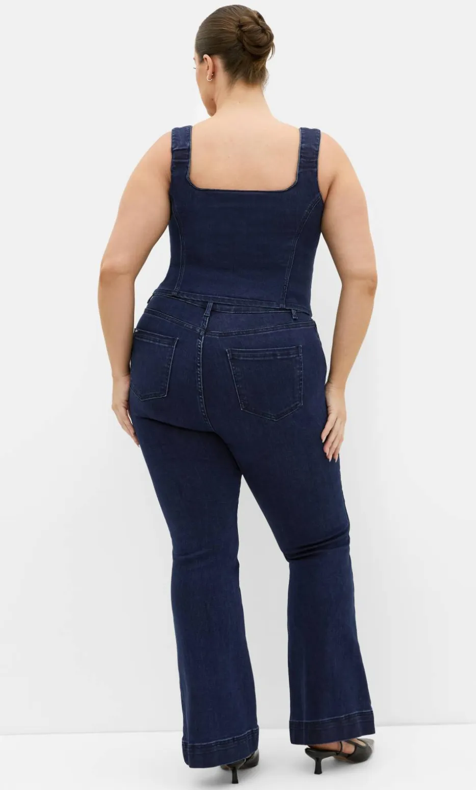Lara Denim Corset Top - dark wash