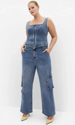 Lara Denim Corset Top - light wash