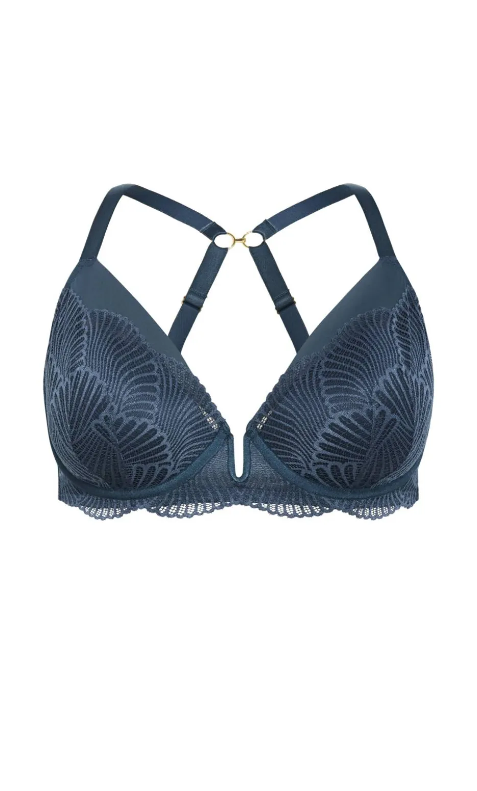 Lia Contour Plunge Lace Bra - charcoal blue