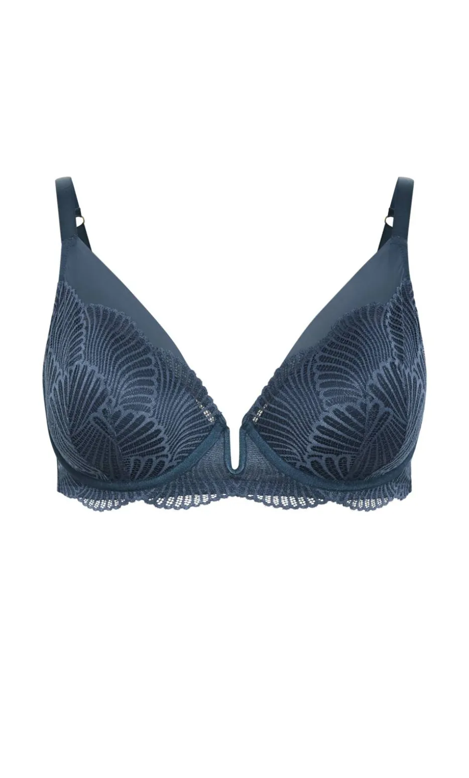Lia Contour Plunge Lace Bra - charcoal blue