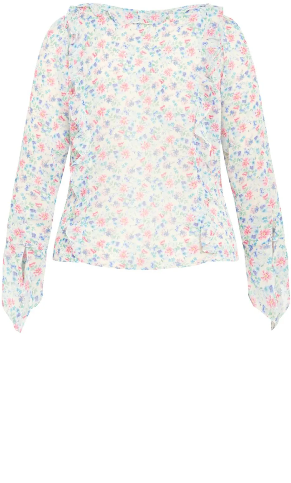 Lidia Ruffle Print Top - cream