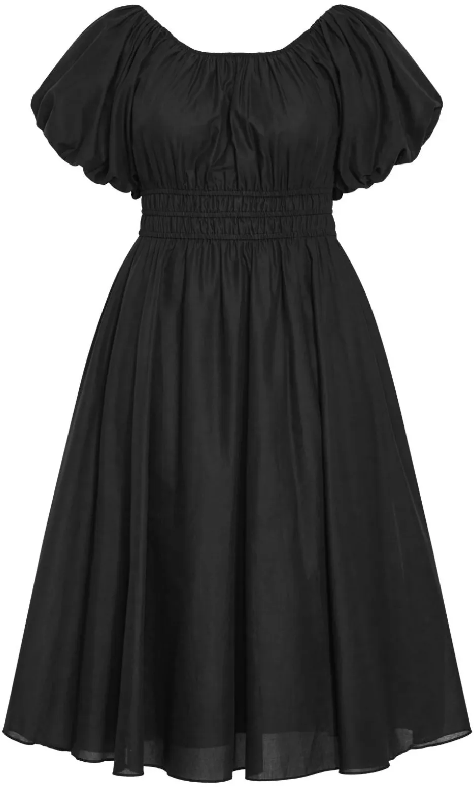 Lillian Cotton Midi Dress - black