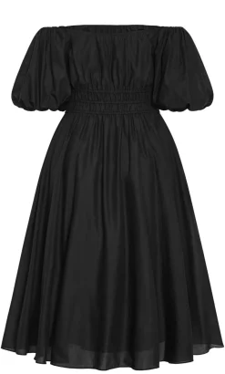 Lillian Cotton Midi Dress - black