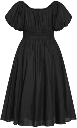 Lillian Cotton Midi Dress - black