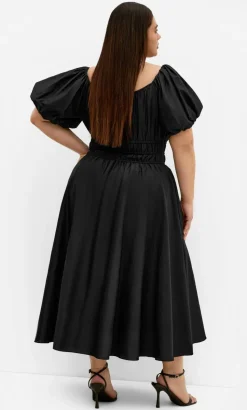 Lillian Cotton Midi Dress - black