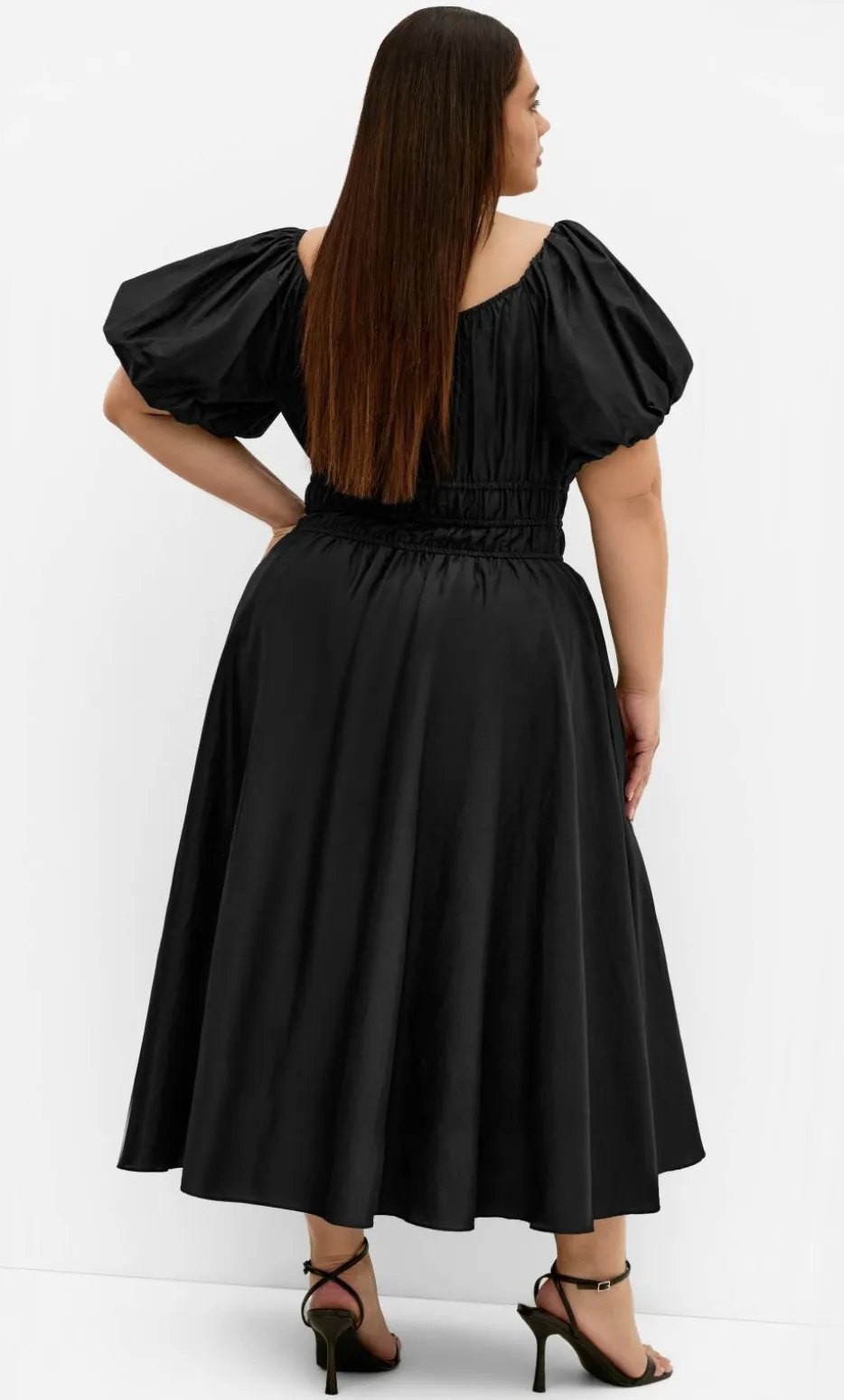 Lillian Cotton Midi Dress - black