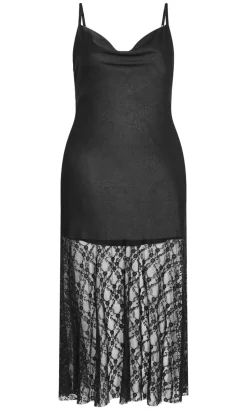 Lilly Slip Lace Hem Maxi Dress - black